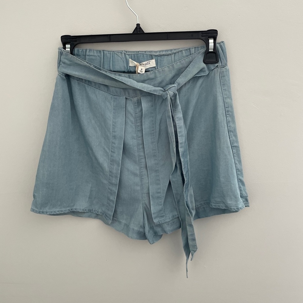 Chambray Paperbag Waist Shorts